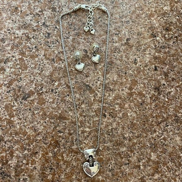 Brighton vintage scrolled moving heart pendant necklace‎ and matching earrings - Picture 7 of 7
